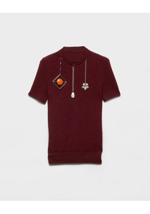 Short-sleeved wool sweater with pendants