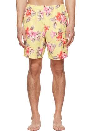 Palm Angels Yellow Polyester Swim Shorts