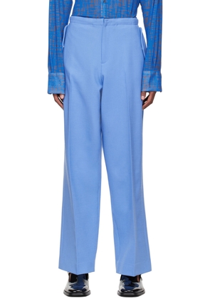 Maximilian Davis Blue Polyester Trousers