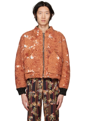 VITELLI Orange Graphic Bomber Jacket