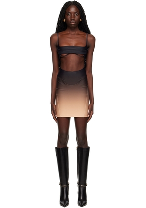 Mugler Black & Brown Dégradé Minidress