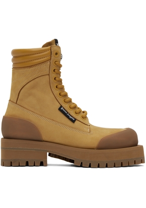 Palm Angels Tan Paneled Ankle Boots