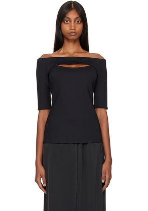 Rosetta Getty Black Off-The-Shoulder T-Shirt