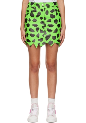 Moschino Green The Flintstones Edition Leather Miniskirt