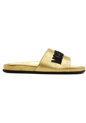 Moschino Gold Rubber Logo Slides