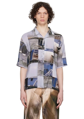 Serapis Blue Printed Shirt