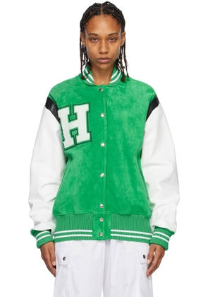 HALFBOY Green & White Paneled Bomber Jacket