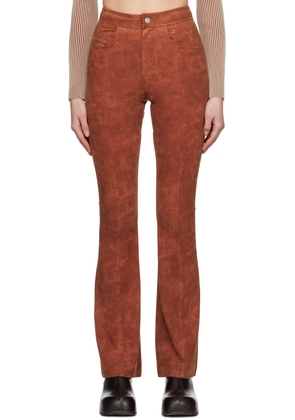 Andersson Bell Orange Paneled Faux-Leather Trousers