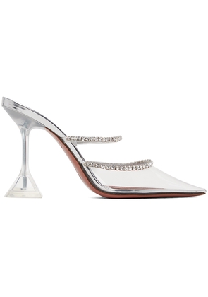 Amina Muaddi Silver Gilda Glass 95 Heels
