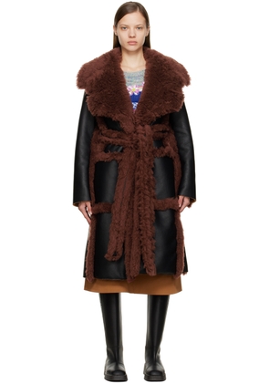 Stella McCartney Black & Brown Alter Mat Belted Coat