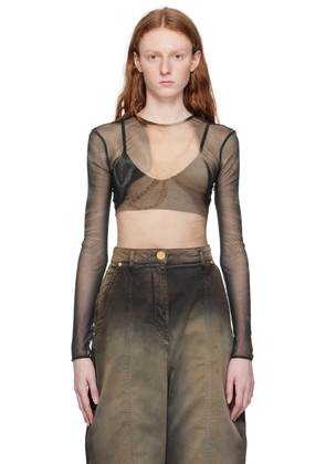 Balmain Black Printed Long Sleeve T-Shirt