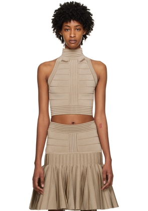 Balmain Brown Mock Neck Tank Top