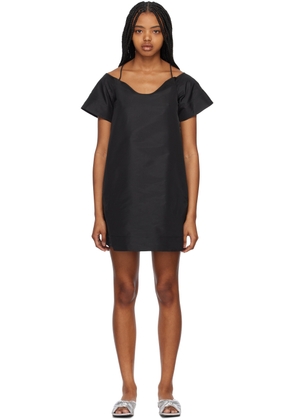 GANNI Black Straight Neck Minidress