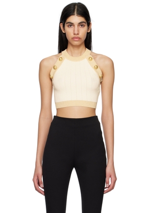 Balmain Off-White Gold-Trimmed Tank Top
