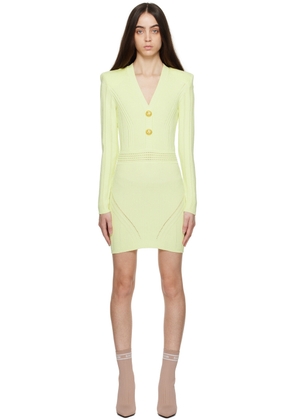 Balmain Yellow Ribbed Minidress