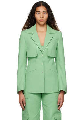 GANNI Green Storm Flap Blazer