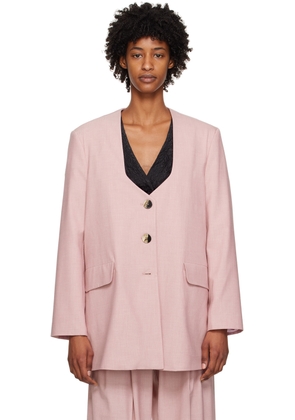 GANNI Pink Oversized Drapey Blazer