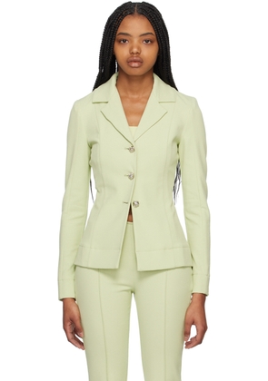 GANNI Green Notched Lapel Blazer