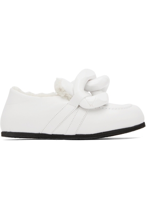 JW Anderson White Shearling Chain Loafers
