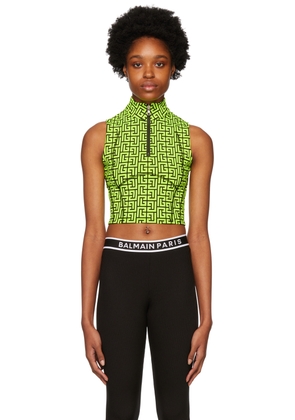 Balmain Green Half-Zip Sport Top