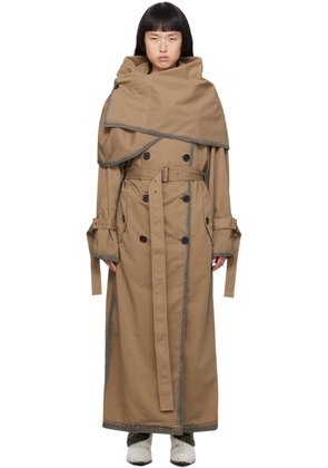 Acne Studios Beige Shawl Collar Trench Coat