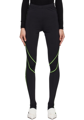 Pushbutton Black Contrast Stitch Leggings