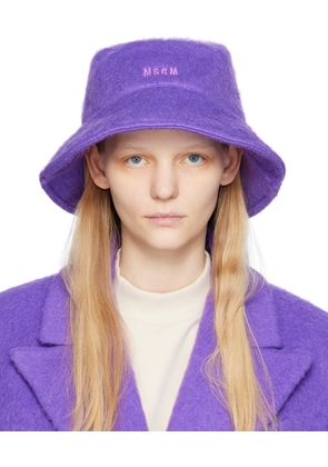 MSGM Purple Shag Knit Bucket Hat