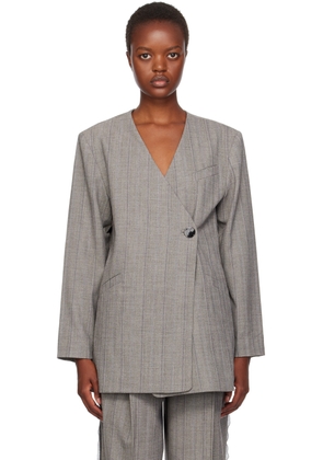 GANNI Gray Relaxed-Fit Blazer