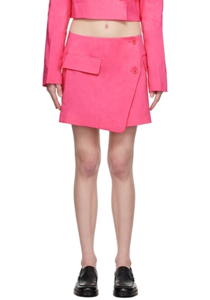 FRAME Pink Button Miniskirt