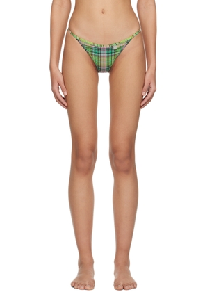 GANNI Green Check Bikini Bottoms