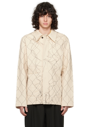AIREI Beige Embroidered Denim Jacket
