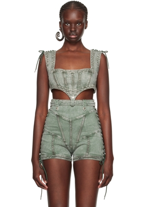 Jean Paul Gaultier Green KNWLS Edition Denim Tank Top