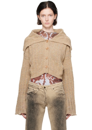 KNWLS Beige Lettuce Edge Cardigan