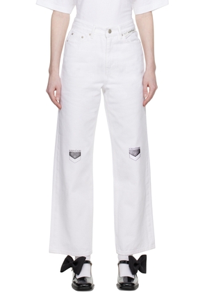 KIMHĒKIM White Pocket Stamped Jeans