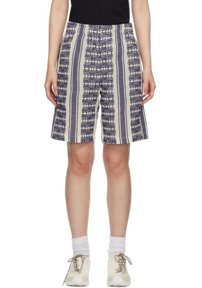 NEEDLES White & Navy Papillion Stripe Shorts