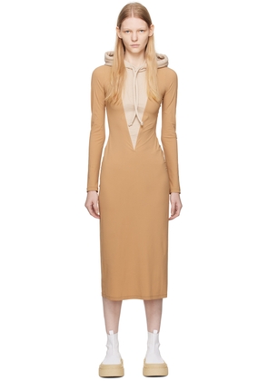 MM6 Maison Margiela Taupe & Beige Hooded Maxi Dress