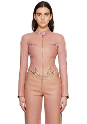 KNWLS SSENSE Exclusive Pink Claw Leather Jacket