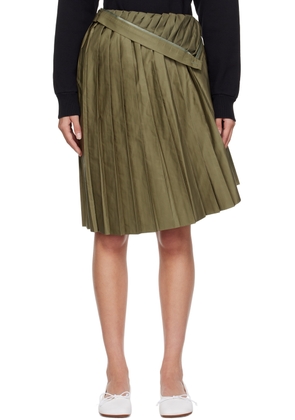 MM6 Maison Margiela Khaki Pleated Midi Skirt
