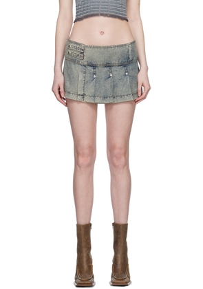 KNWLS Blue Pleated Miniskirt