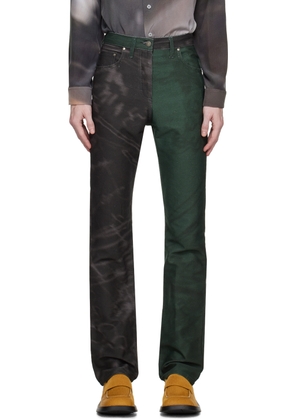 Serapis Green & Black Paneled Jeans