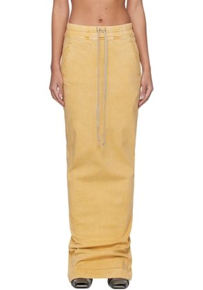 Rick Owens DRKSHDW Yellow Pull On Pillar Denim Maxi Skirt