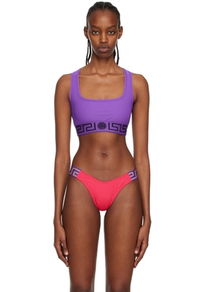 Versace Underwear Purple Greca Border Sport Bra