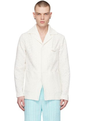 young n sang Off-White Striped Blazer