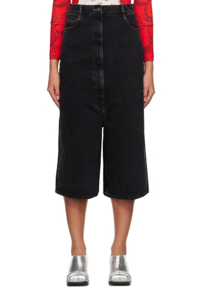 Pushbutton Black High-Rise Denim Shorts