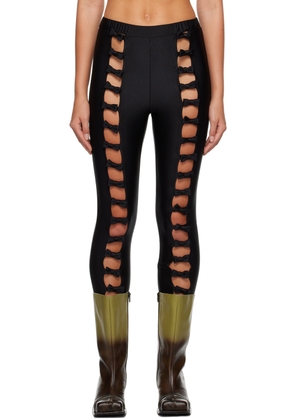 Pushbutton Black Bow Cut Leggings