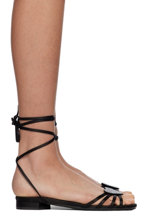 Les Petits Joueurs Black Kaia Flat Sandals