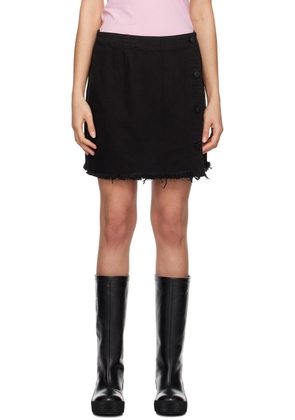 Raf Simons Black Frayed Denim Miniskirt