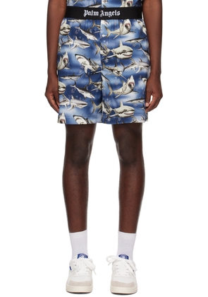 Palm Angels Blue Sharks Shorts