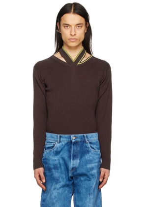 Y/Project Brown Embroidered Sweater