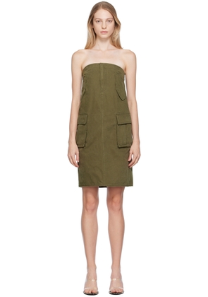 We11done Khaki Cargo Denim Midi Skirt